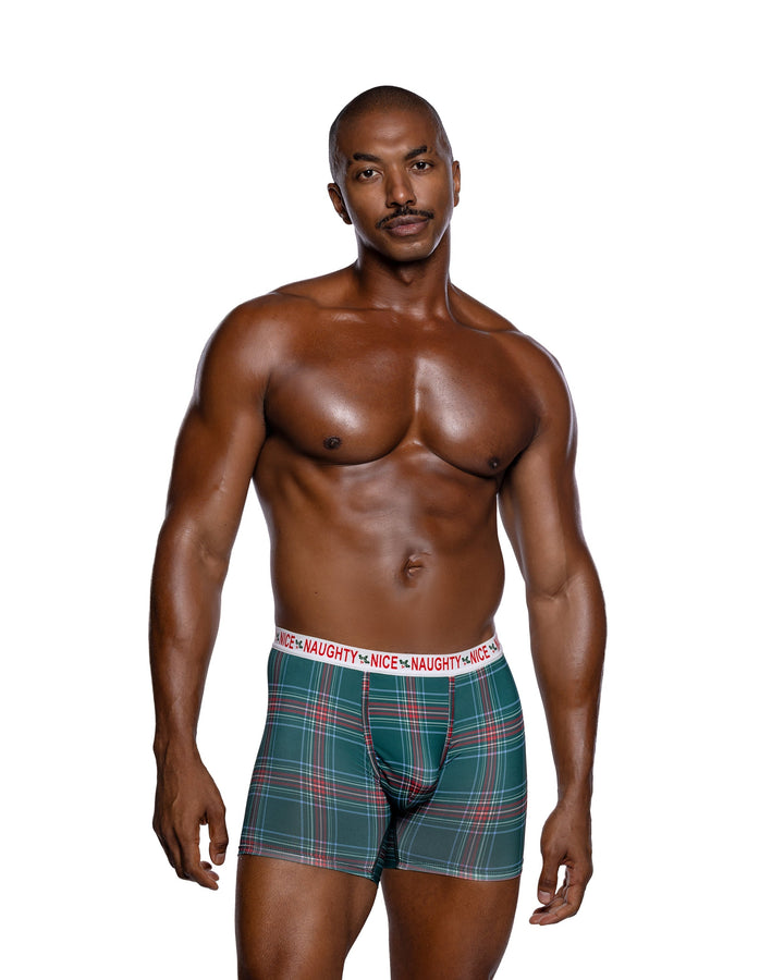 Naughty & Nice Men's Plaid Modal Boxer Briefs - Christmas Gift
