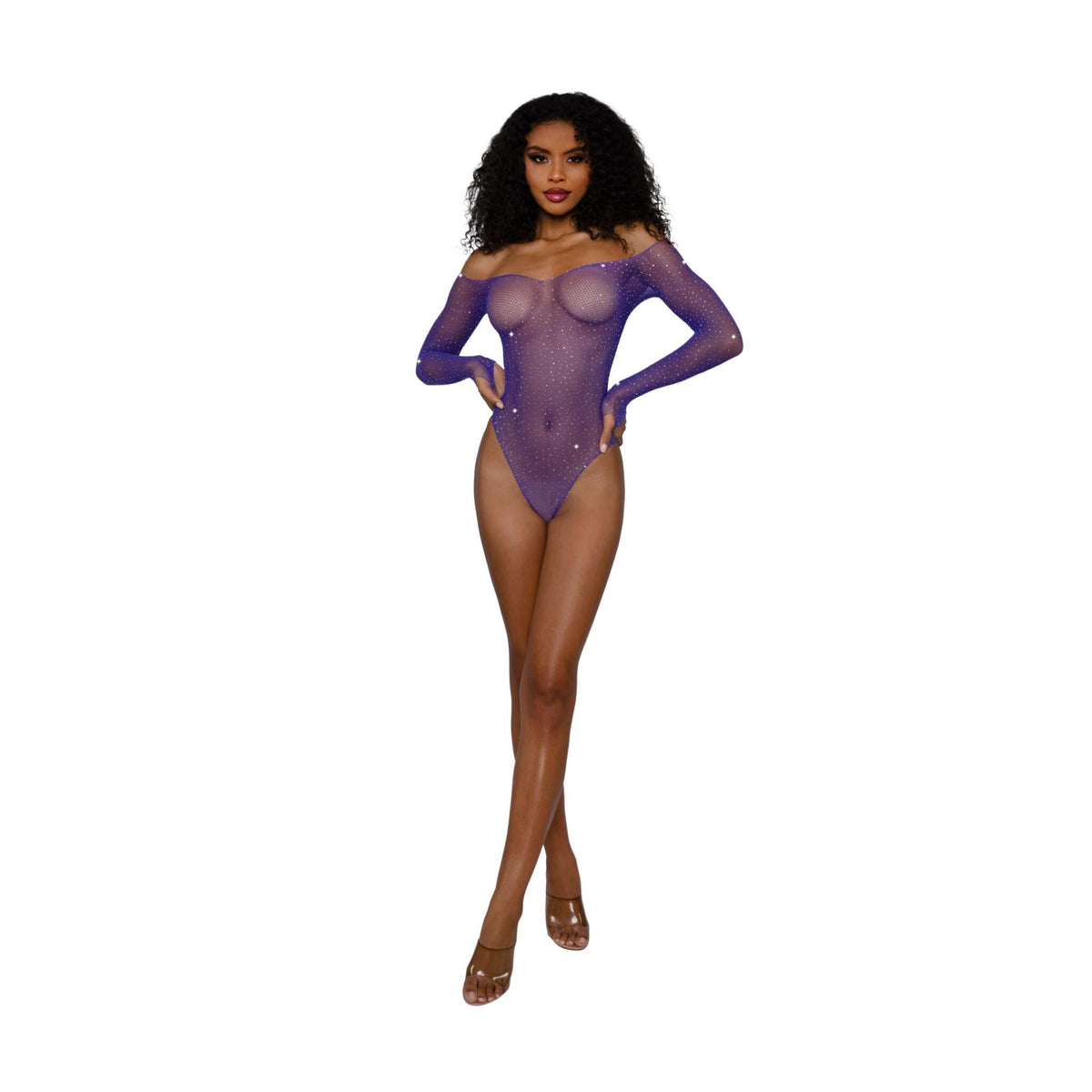 Dreamgirl Rhinestone Off Shoulder Bodystocking