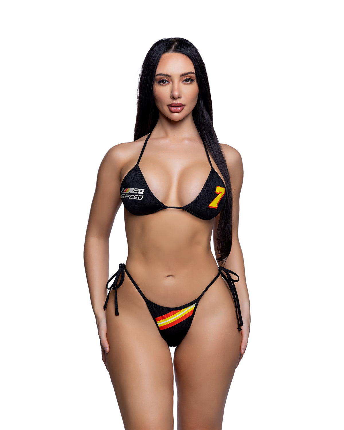 Racer Print Tie Side Bikini Set