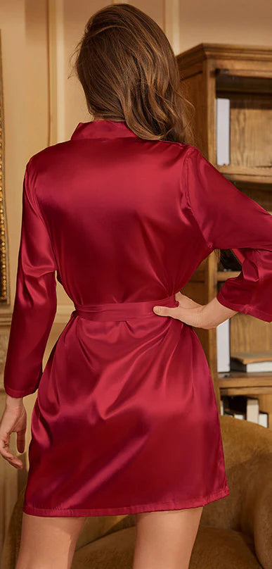 Bordeaux Satin Robe