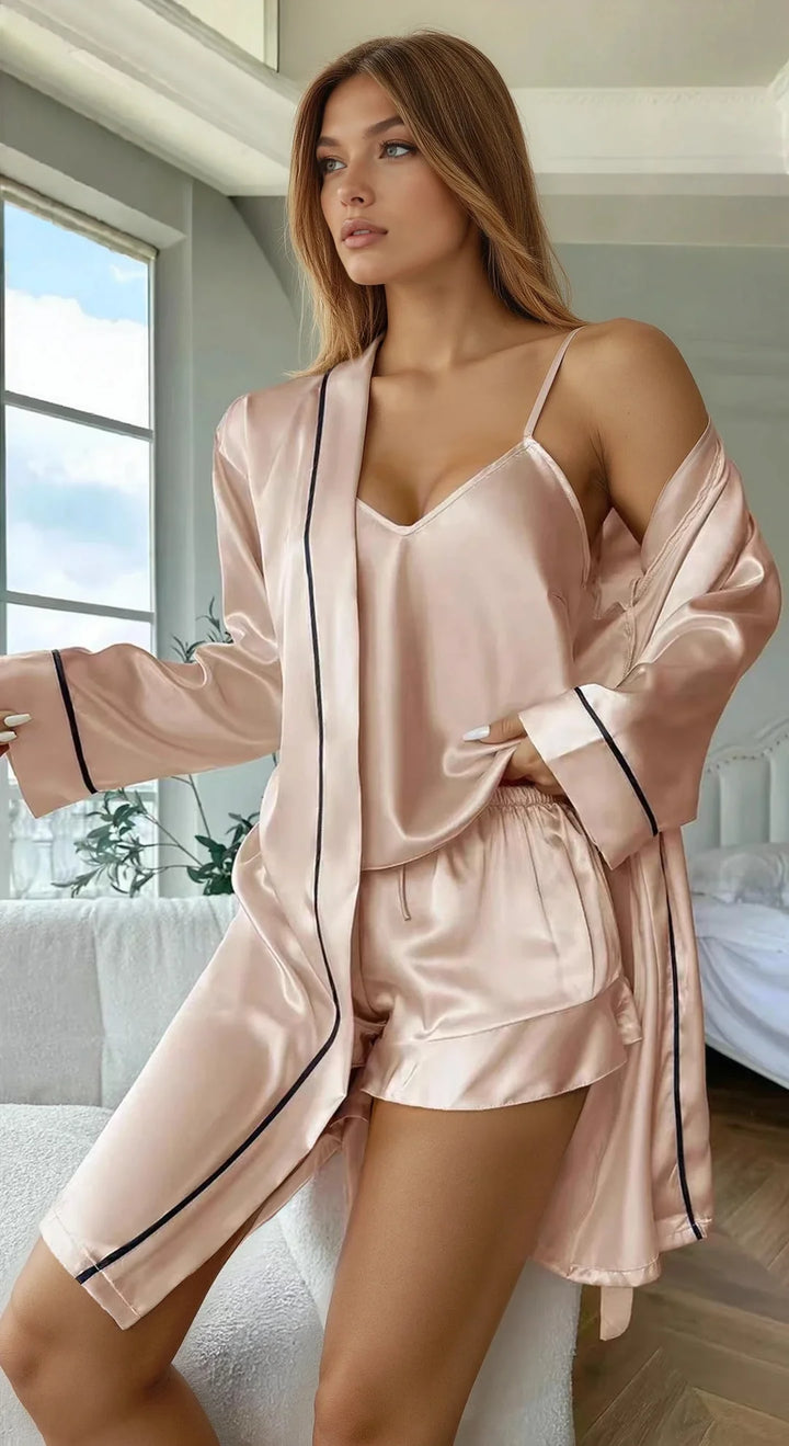 SATIN SHORTS AND CAMI SLEEP SET