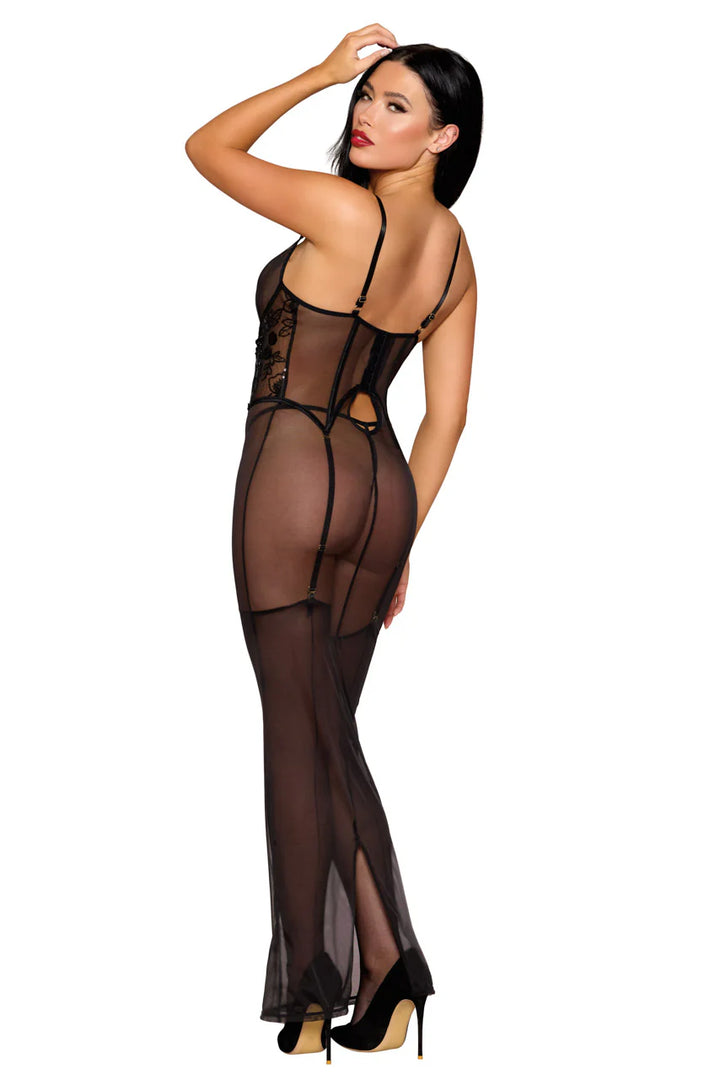 MESH GOWN WITH BUILT-IN CORSET