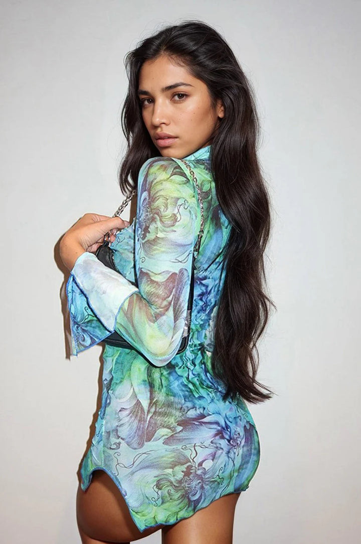 MIAMI NIGHTS SHEER MINI DRESS