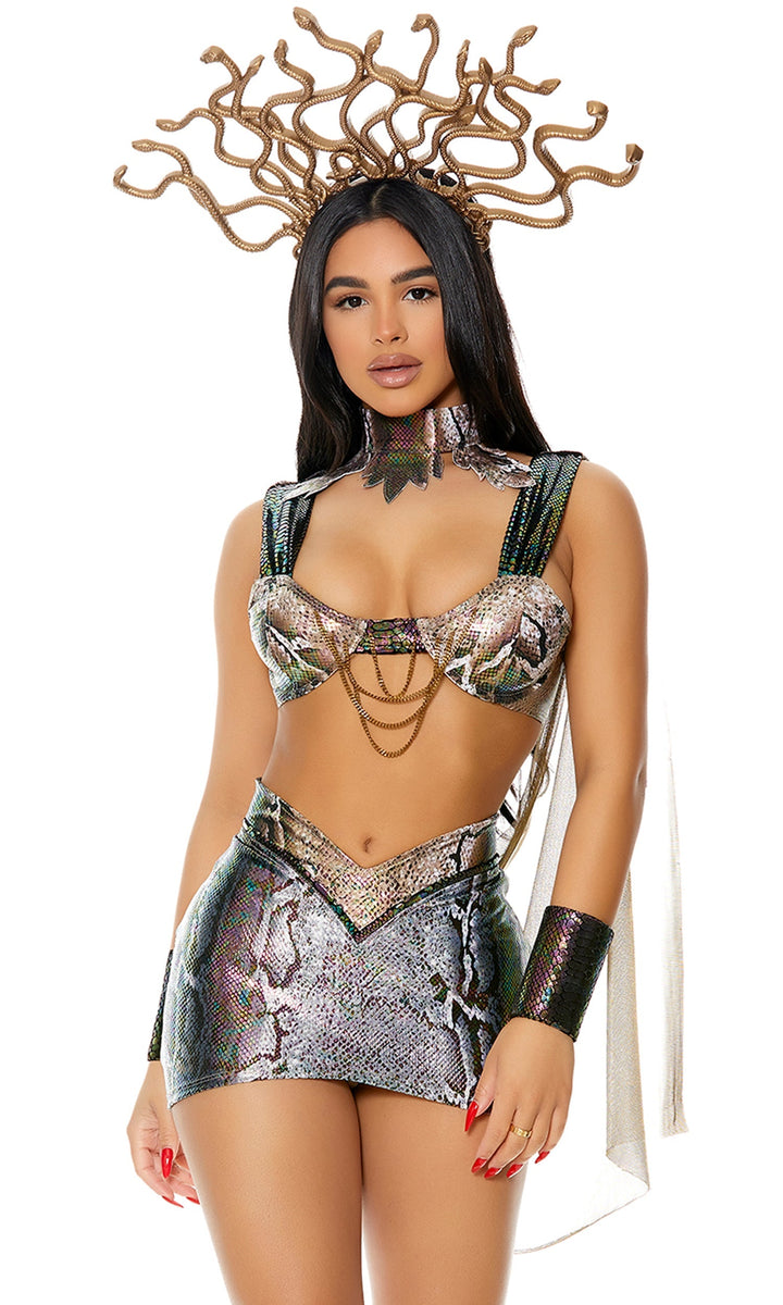 A Head in the Game 4-Piece Women's Sexy Medusa Costume, Reptile, photo 1