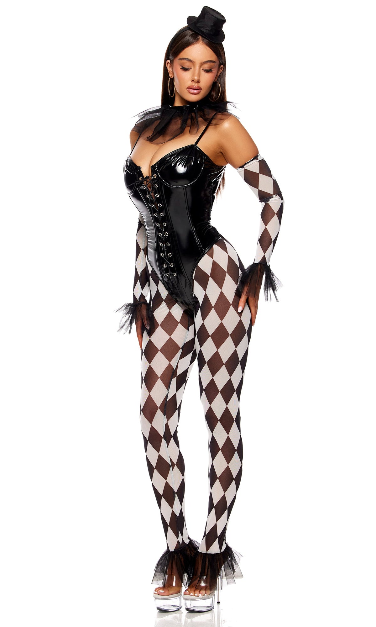 Clowning 5-Piece Women's Clown Costume, Black White, photo 3