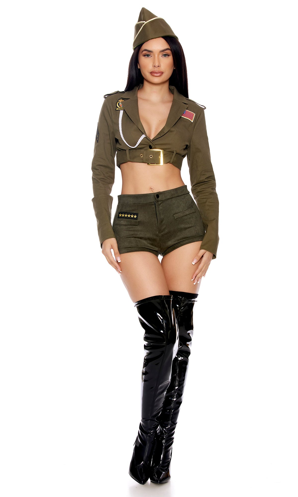Command Attention 3-Piece Women's Sexy Military Costume - Olive, photo 3