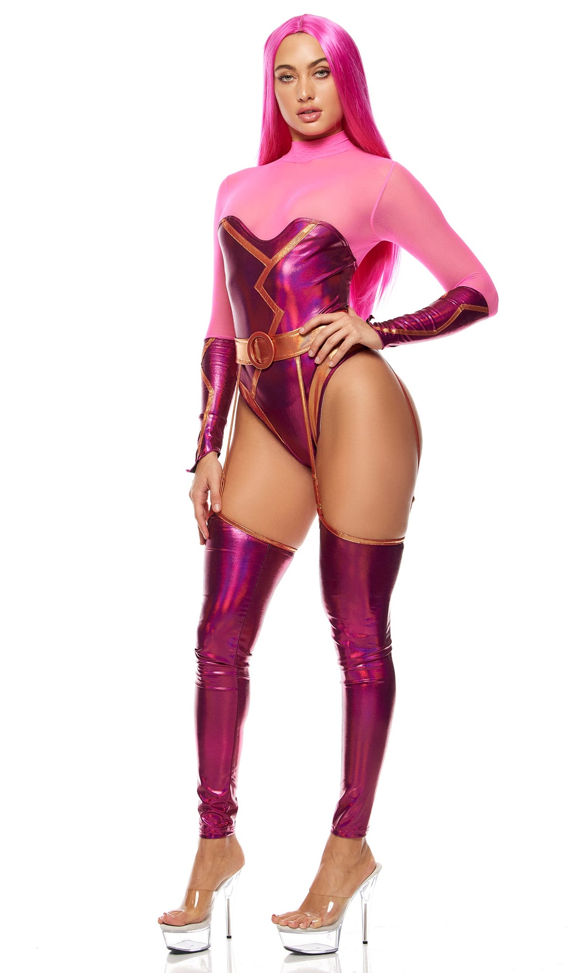 Hot as Lava 3-Piece Women's Movie Character Costume - Pink view 3