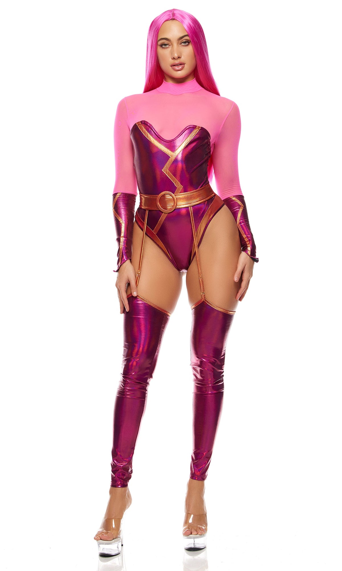 Hot as Lava 3-Piece Women's Movie Character Costume - Pink view 4
