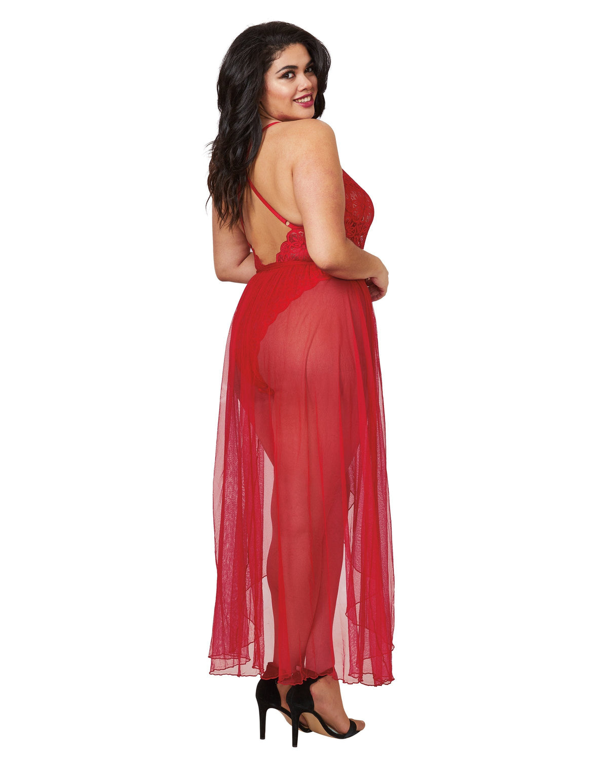 Dreamgirl Plus Mosaic Lace Teddy & Sheer Skirt