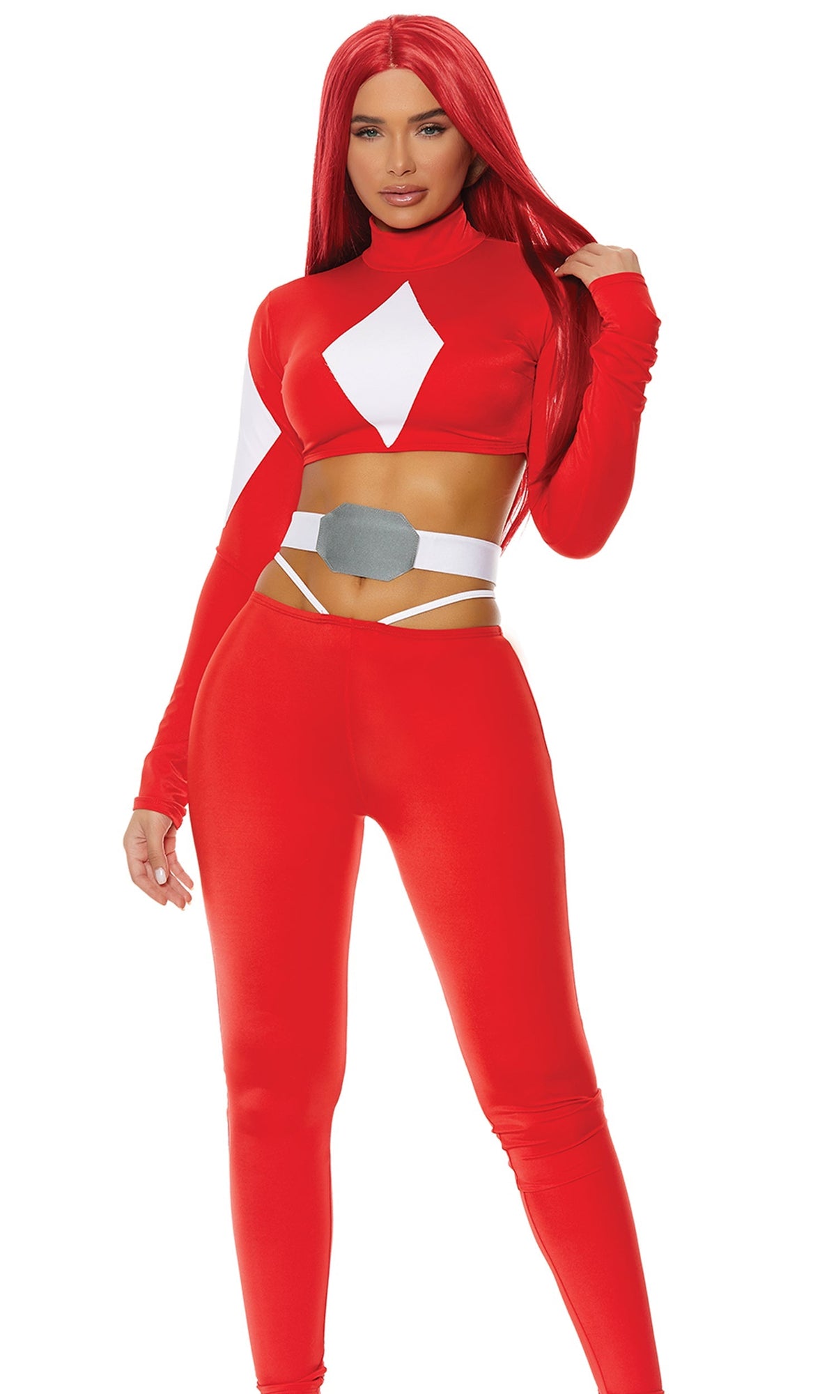Powerful 3-Piece Women's Sexy Superhero Costume - Red, photo 1