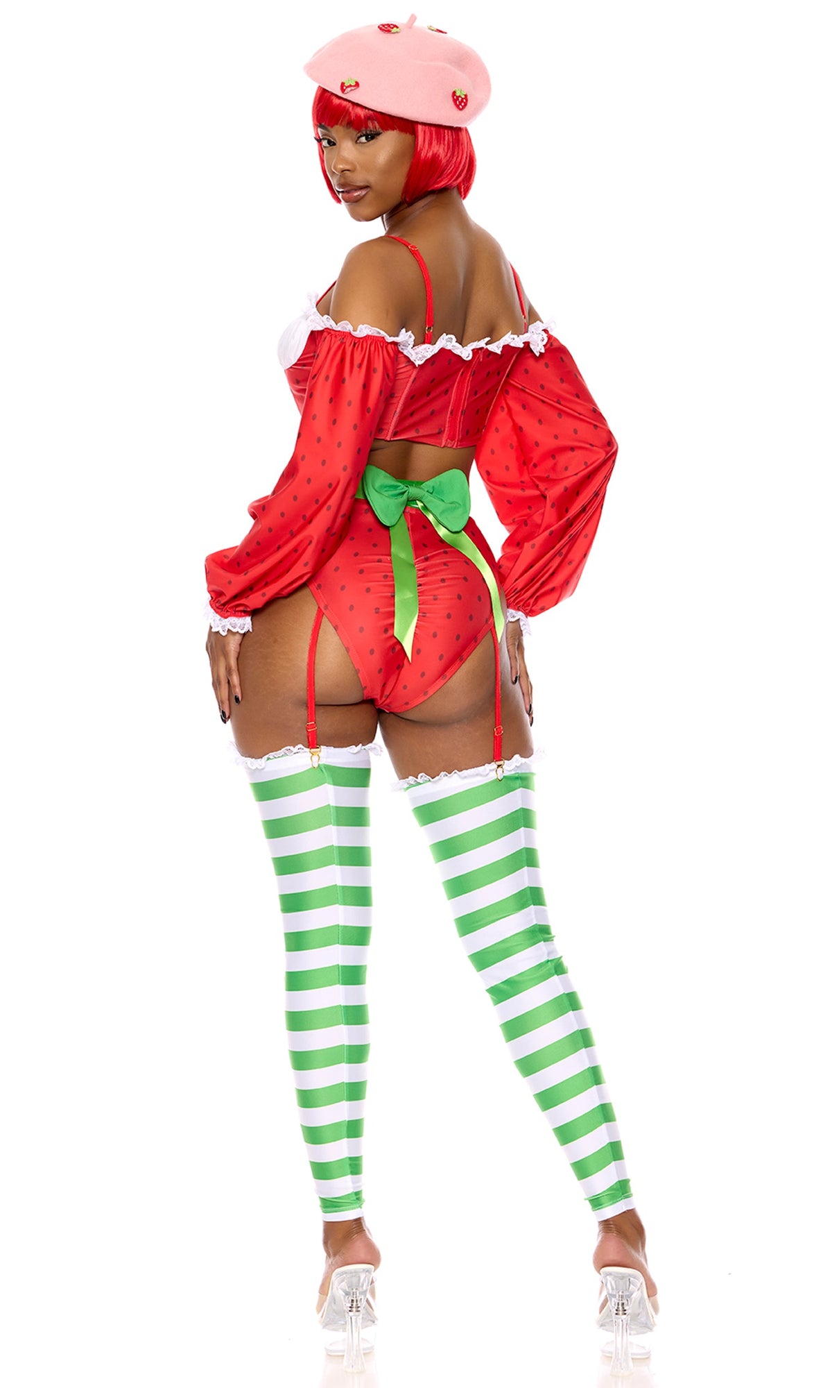 Strawberry Shortie 4-Piece Women's Cartoon Character Costume - Red, photo 2