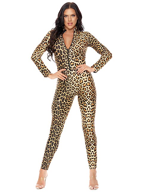 Leopard Zipfront Jumpsuit