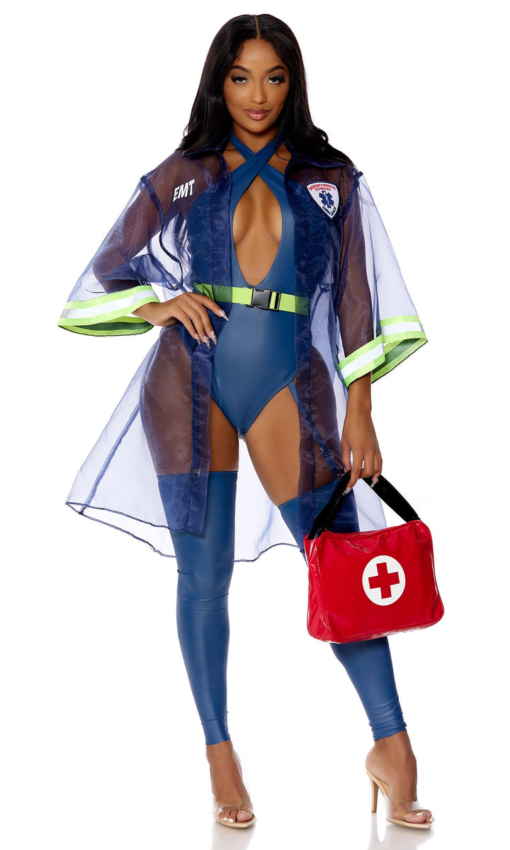 Whats the 911 5-Piece Women's Sexy EMT Costume - Navy Blue, photo 3