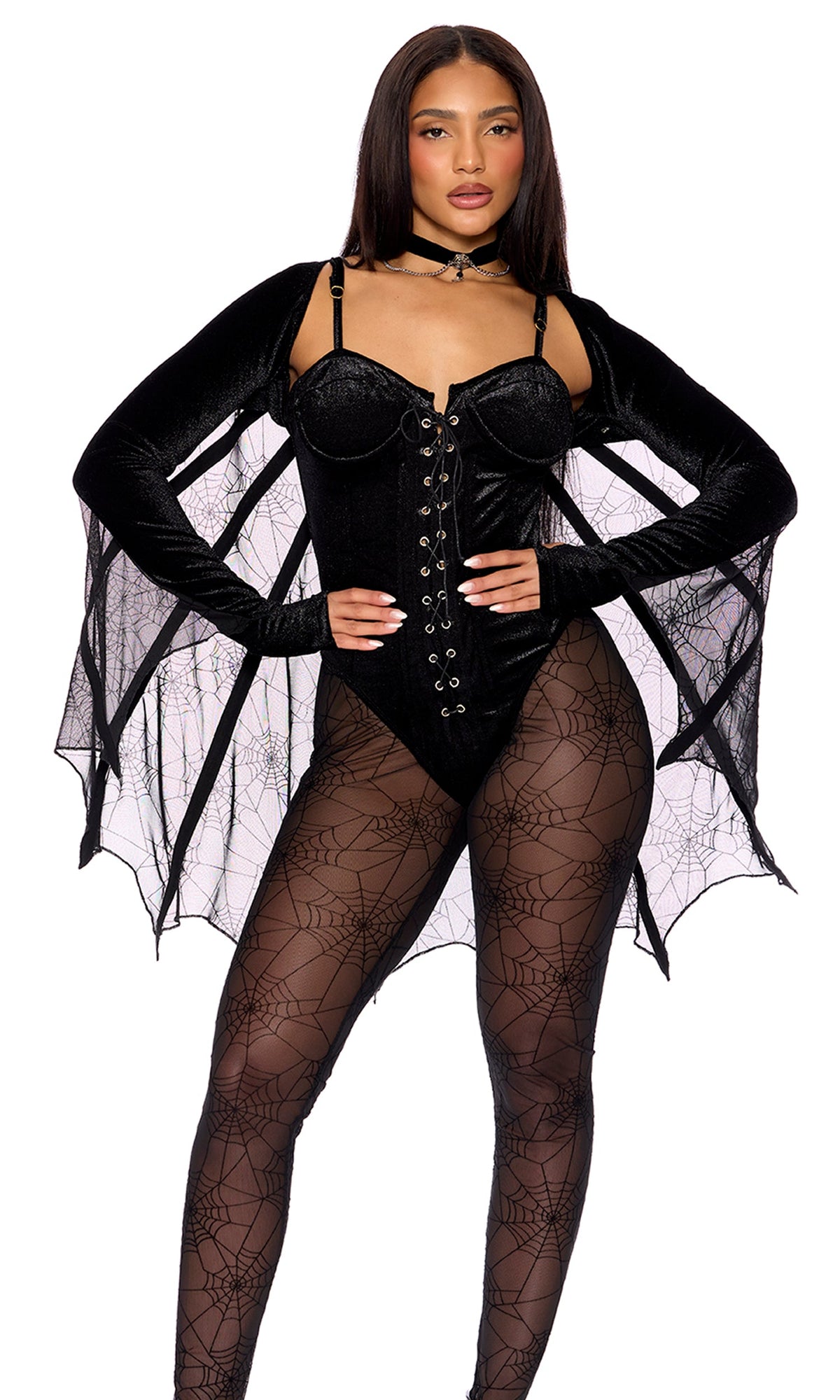 World Wide Web 4-Piece Women's Spider Costume, Black, photo 1